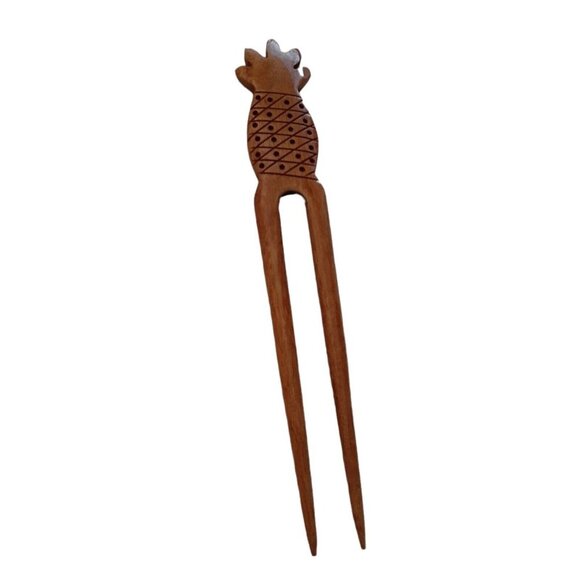 Wooden Hair Accessory Pineapple Hawaii Tropical Pick 7.4\